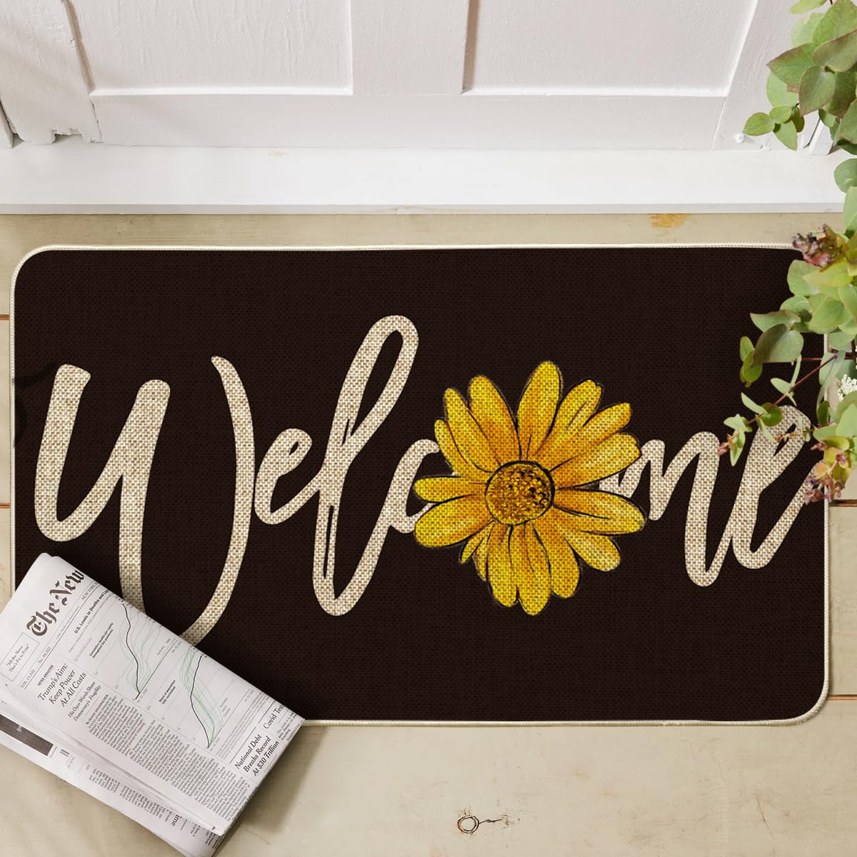 Artoid Mode sunflower-pattern door mat suitable for indoor and outdoor use
