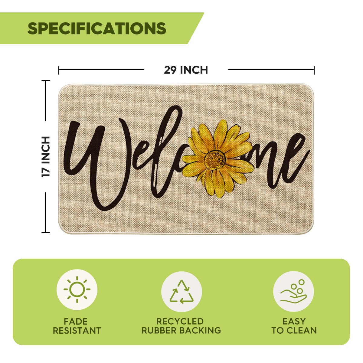 Artoid Mode sunflower welcome spring doormat entryway display with easy cleaning and low profile