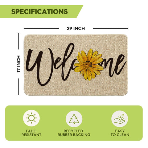 Artoid Mode sunflower welcome spring doormat entryway display with easy cleaning and low profile
