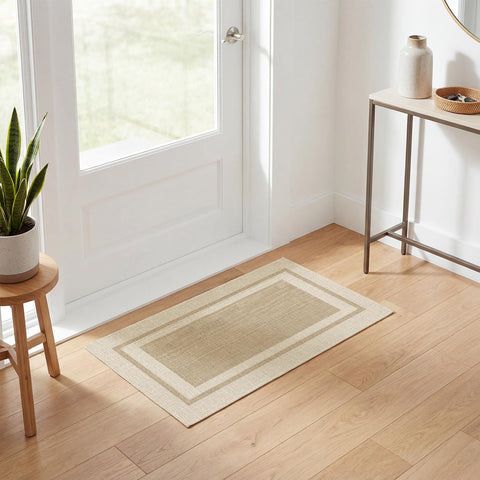 Beige doormat with a unique seasonal pattern for home decor