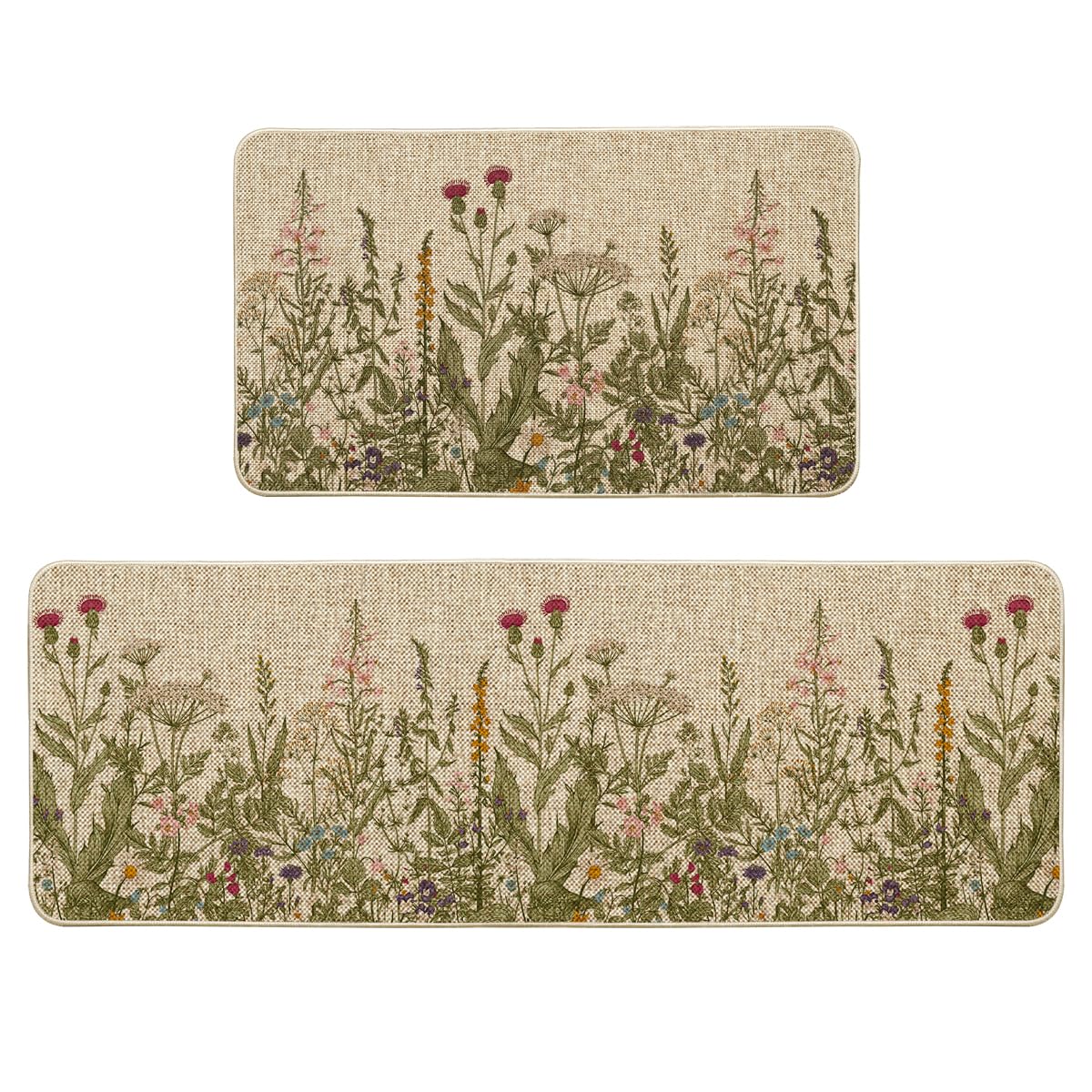 Artoid Mode Wildflower kitchen mat 17x29 brightens space with a sunny floral pattern.