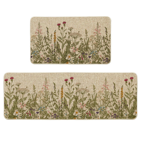 Artoid Mode Wildflower kitchen mat 17x29 brightens space with a sunny floral pattern.