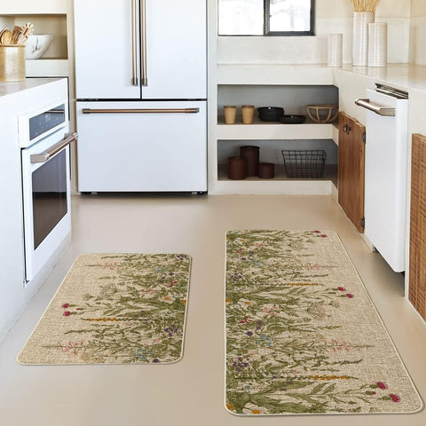 Artoid Mode Wildflower kitchen mat 17x47 adds color and floor protection in busy kitchens.