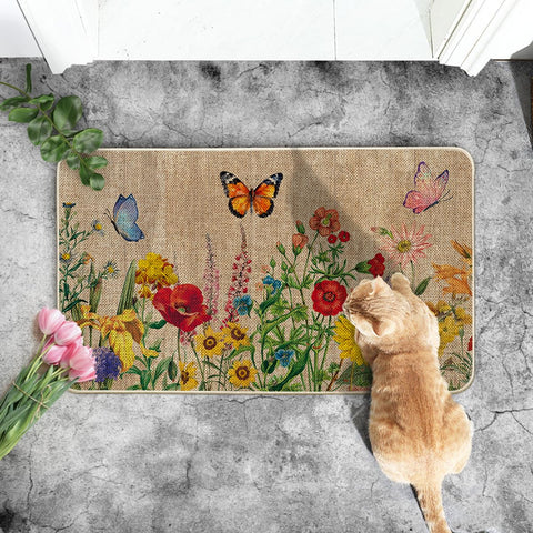 Artoid Mode butterfly pattern doormat helps welcome guests while protecting interiors.