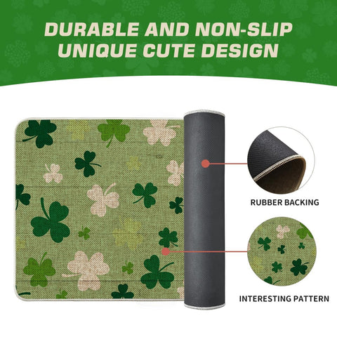 Close look at durable materials of Artoid Mode shamrock doormat