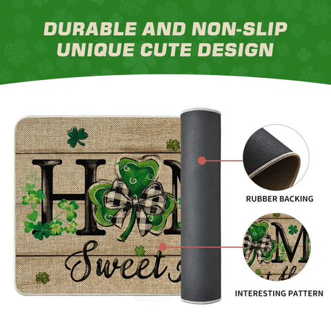 Artoid Mode wood shamrock doormat featuring welcoming motif for home decor