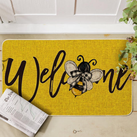 Artoid Mode yellow bee mat top pattern enhances porch decor