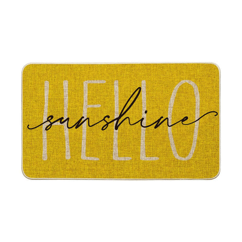 Artoid Mode Yellow Hello Sunshine pattern doormat enhances curb appeal for entryways.