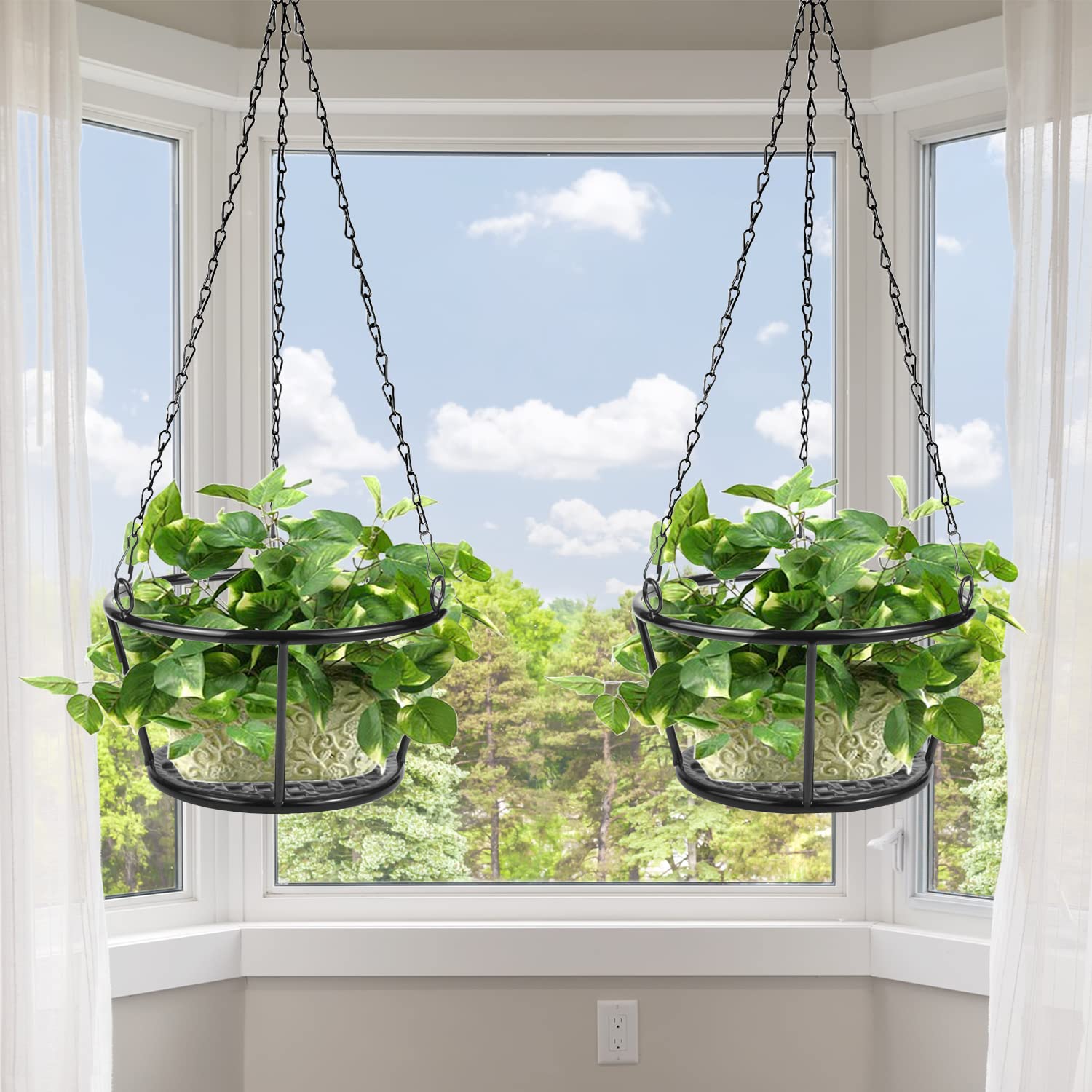 ARTORA modern hanging plant holder adds elegance to balconies and living rooms.