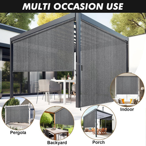 Backyard setup shows two poles and full coverage.