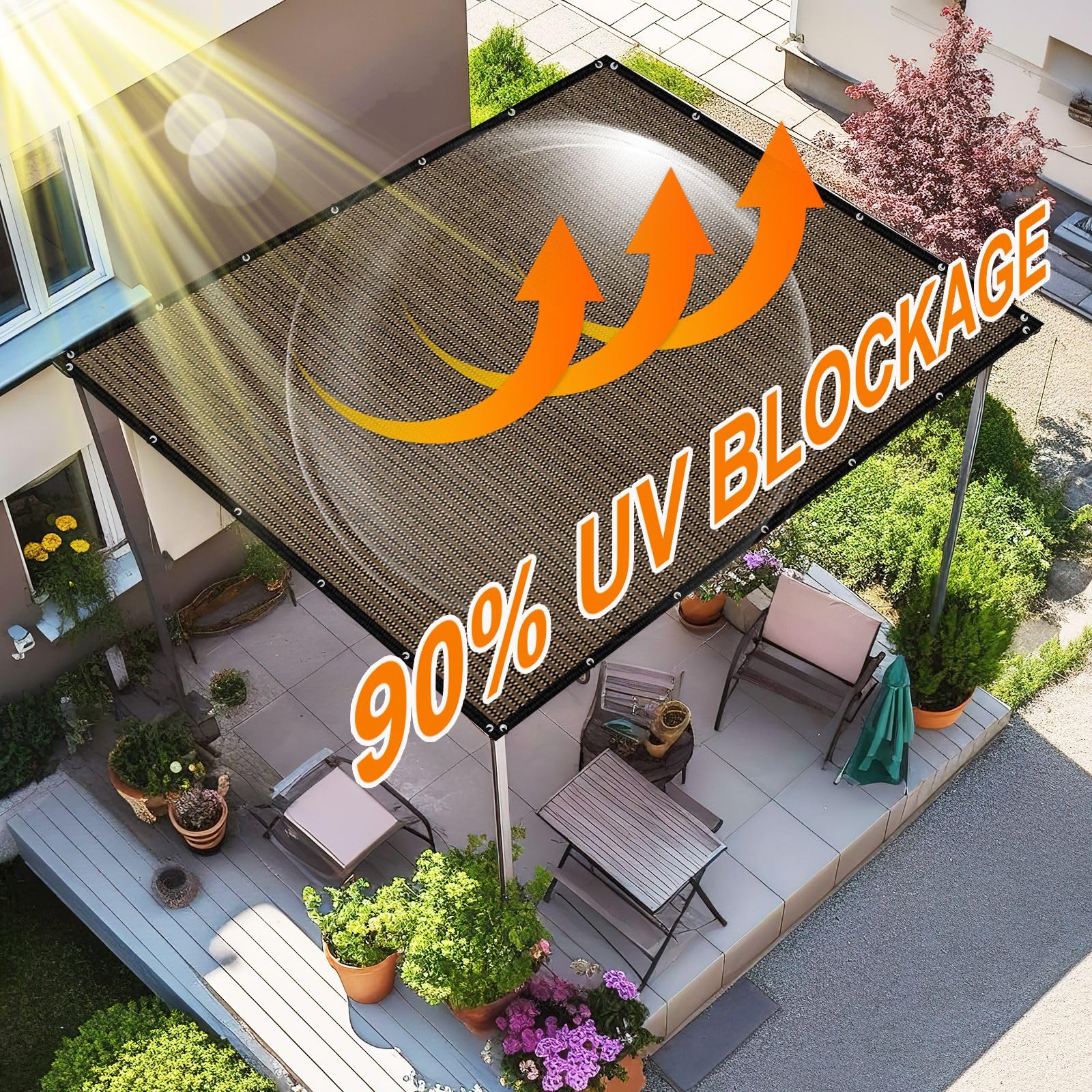 Artpuch shadecloth provides breathable privacy on a balcony.