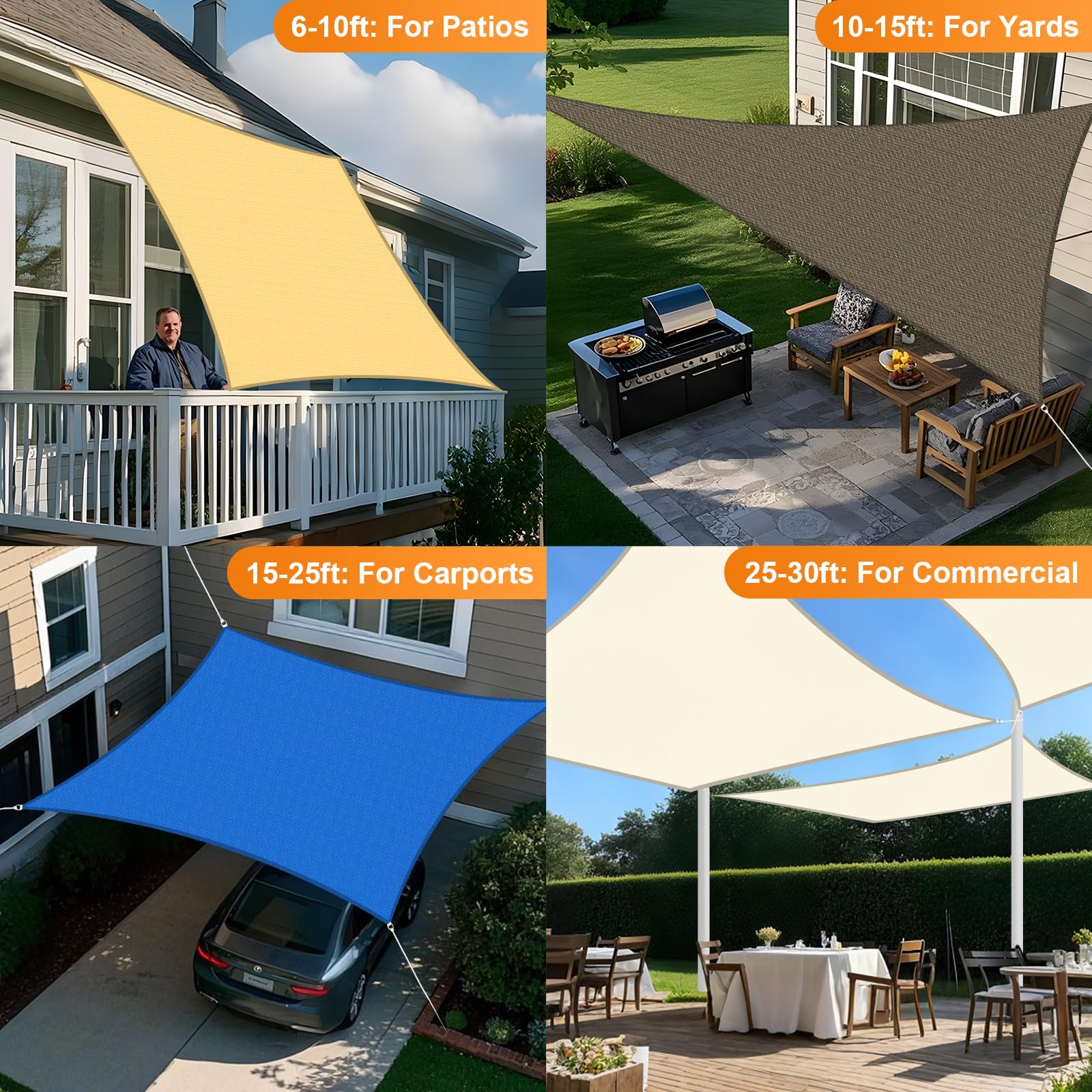 Artpuch Sun Shade Sail 185GSM HDPE material ensures durable protection against wind and sun.