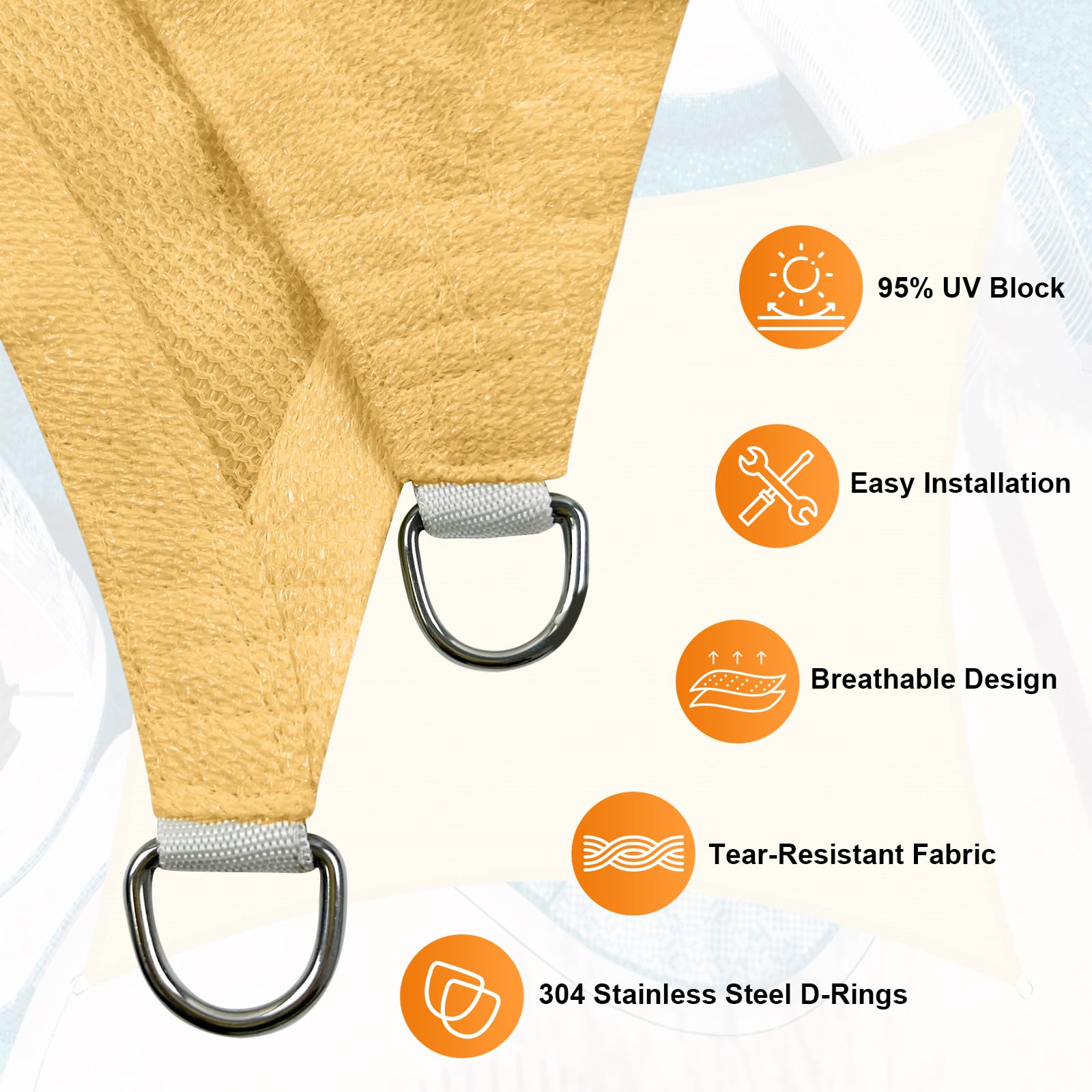 Artpuch Sun Shade Sail curved edges reduce stress points and improve fabric stretch.