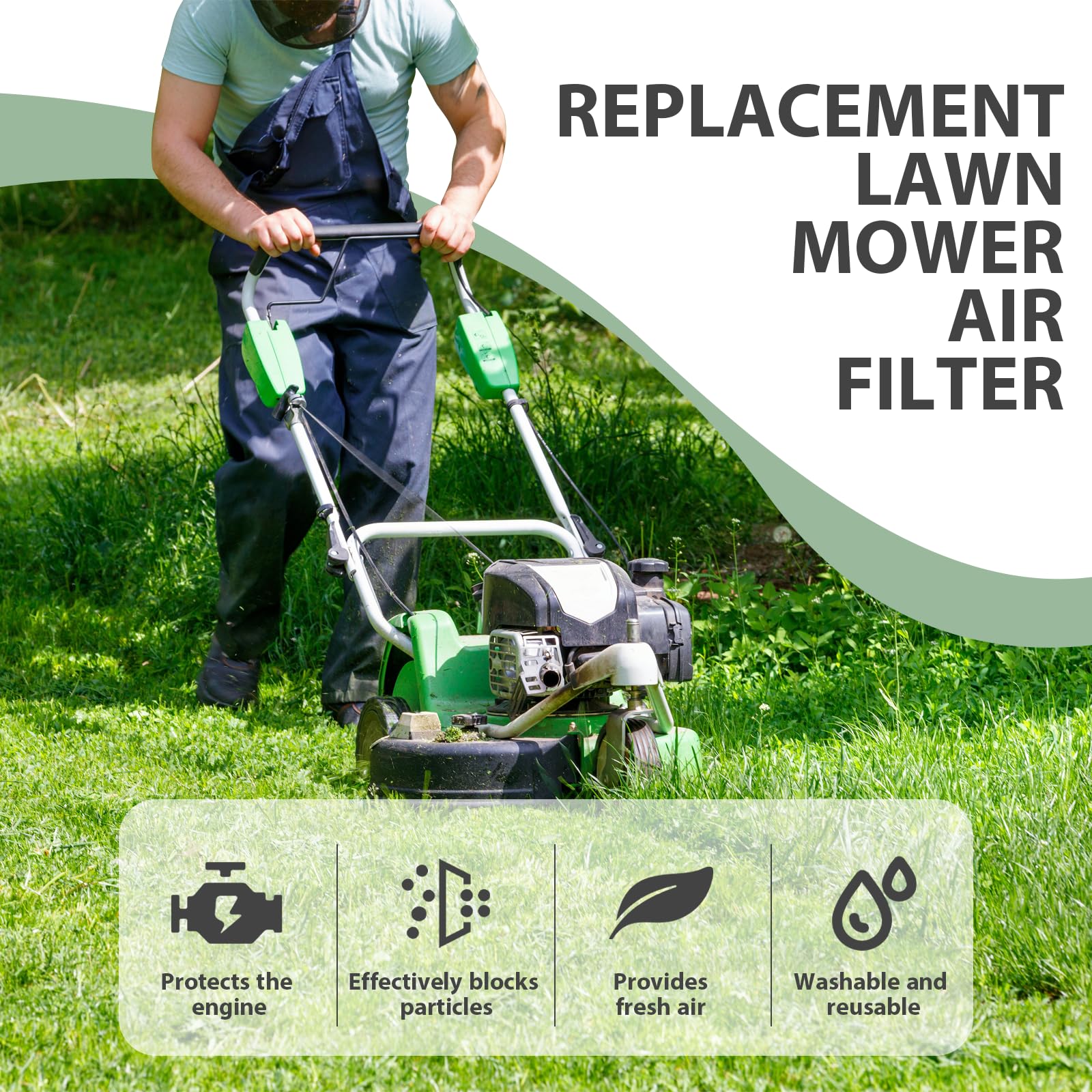 ARTSHU 2-pack air filters ready for lawn mower maintenance
