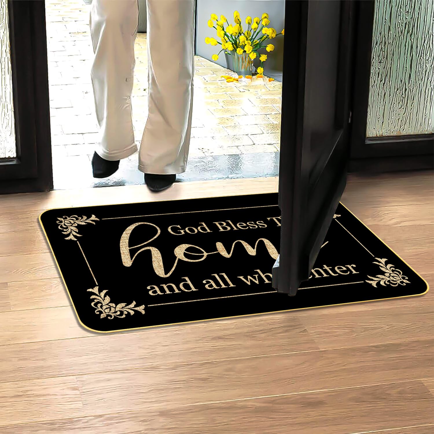 ARTUFAN low-profile doormat easy to sweep or shake clean.