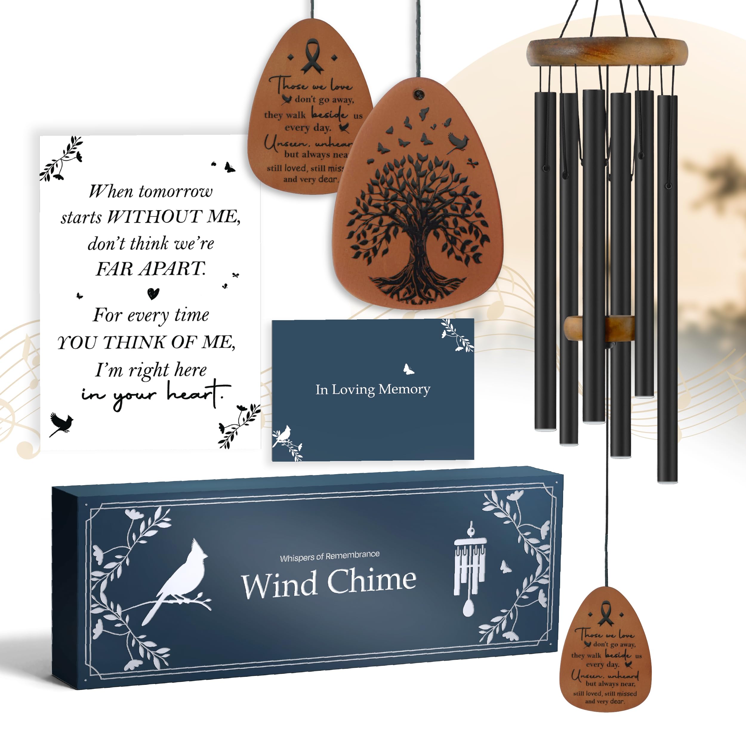 ARUN Sympathy Wind Chimes 37-inch premium packaging for memorial gifting.
