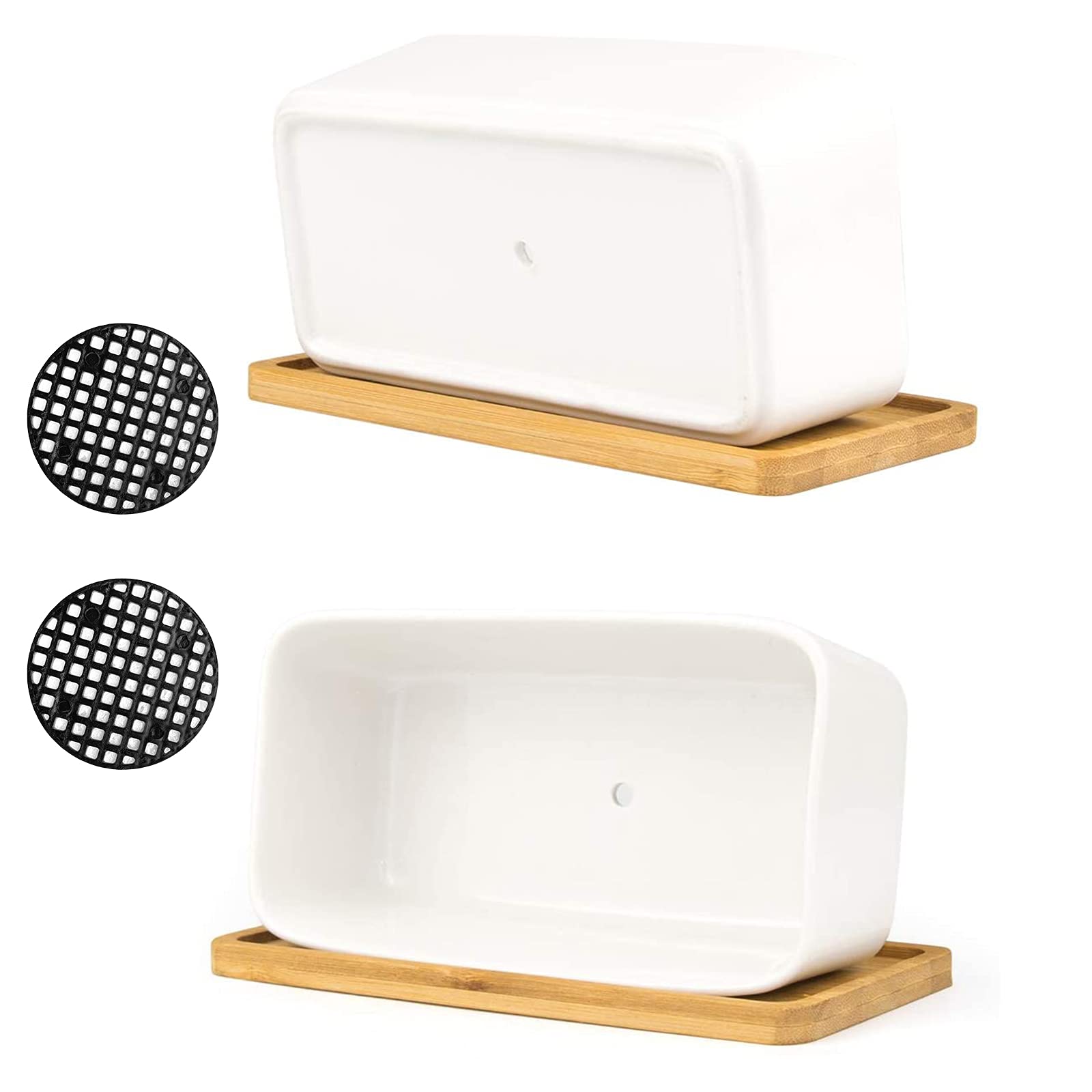 ARVINKEY bamboo tray under planter protecting surfaces