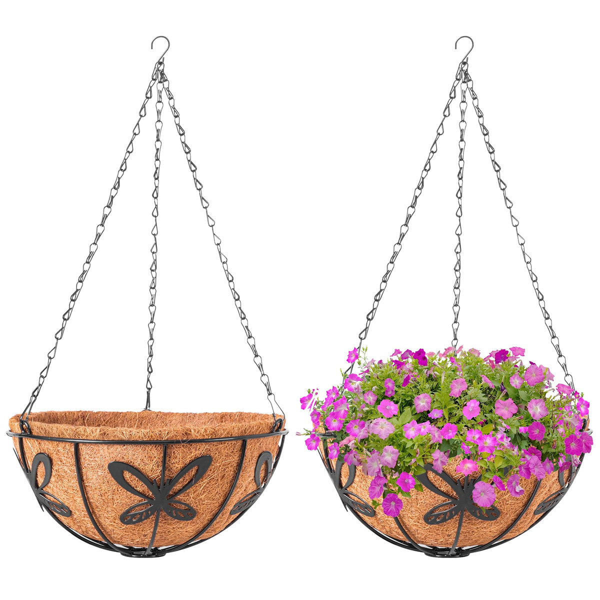 ARVINKEY butterfly pattern hanging basket in 12 inch size for vibrant blooms