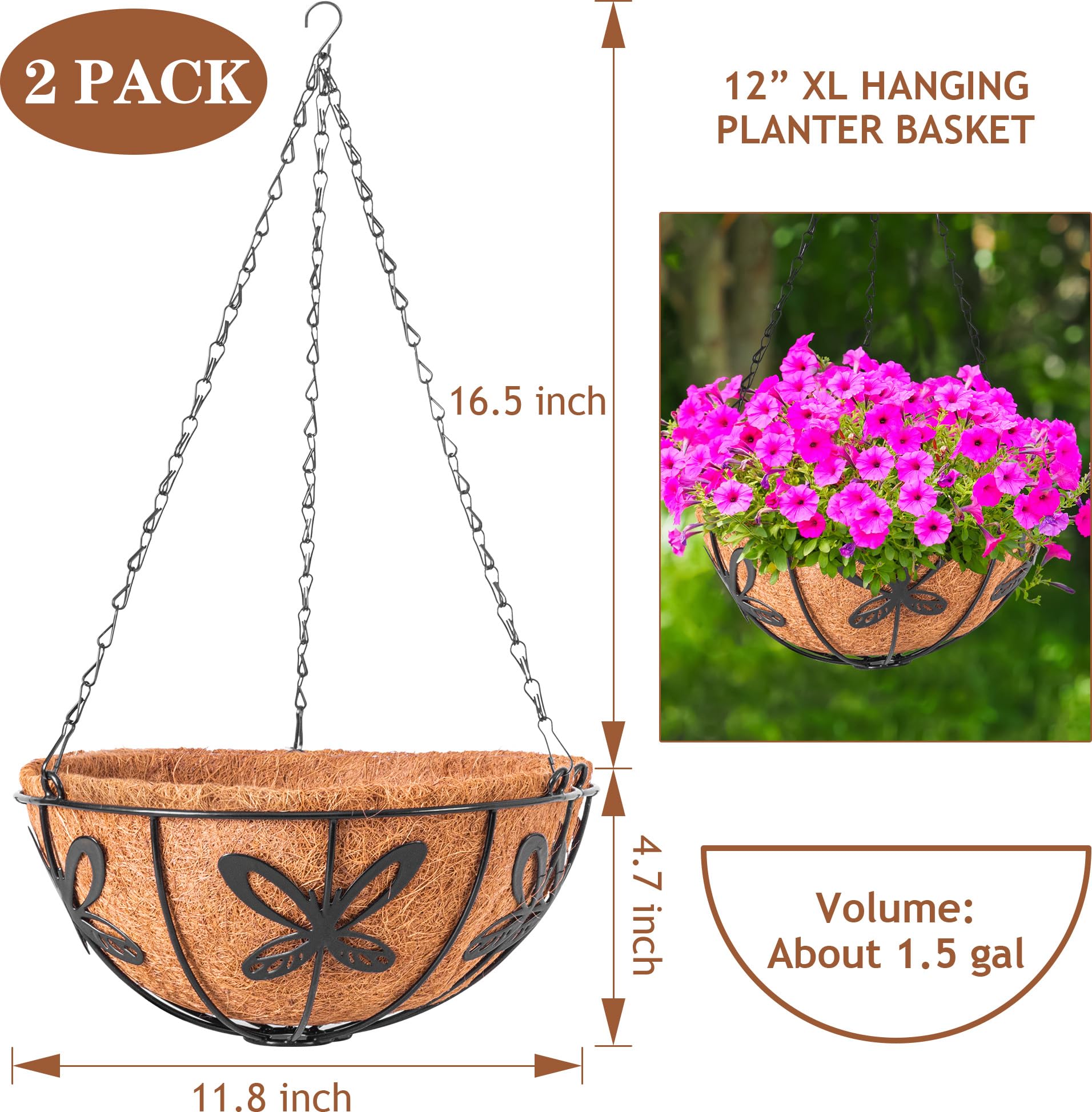 ARVINKEY coco coir liner basket supports soil while promoting air circulation