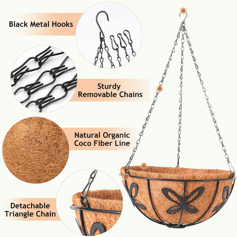 ARVINKEY two pack hanging baskets for easy balcony and patio decor