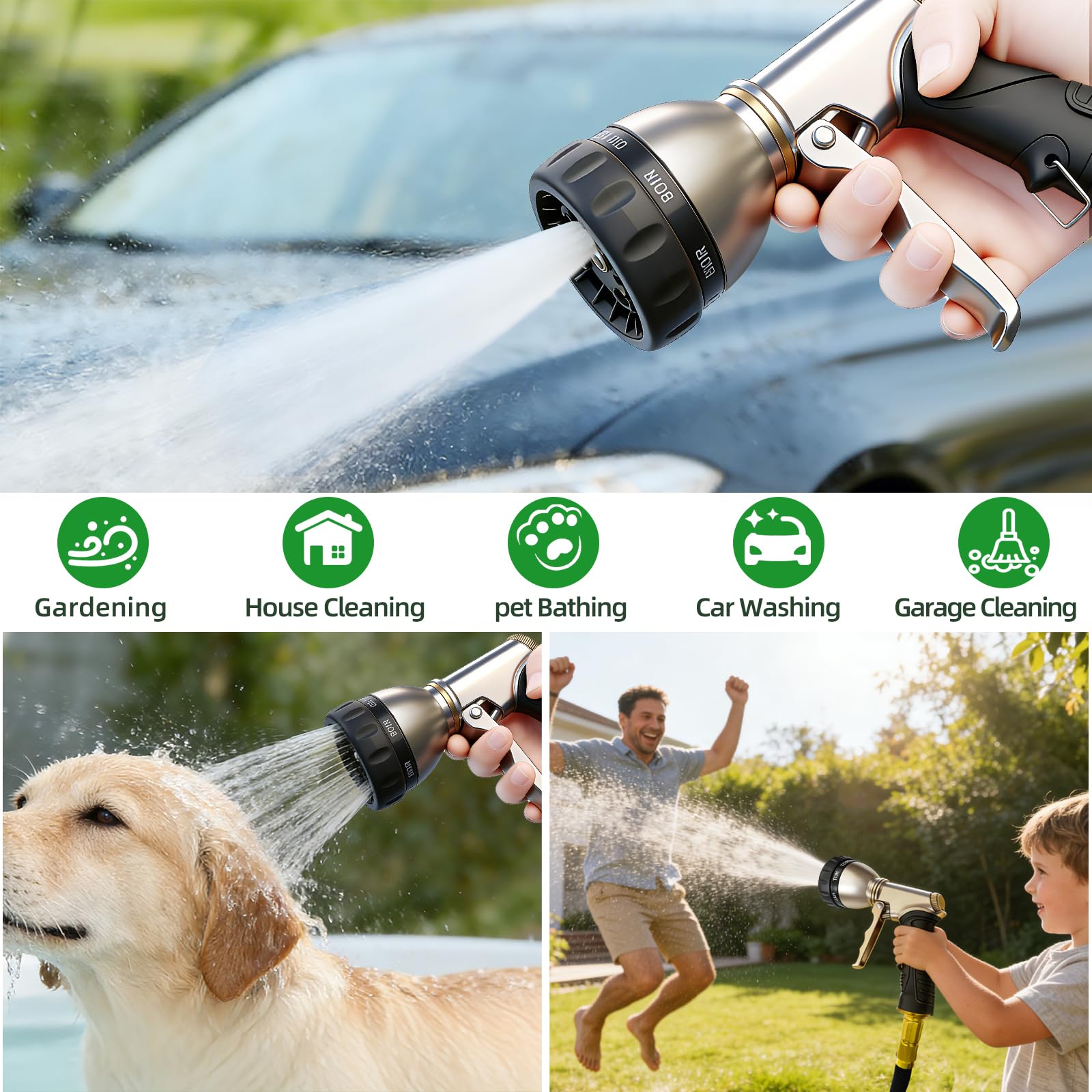 ARXIVE nozzle in action supports lawn care and pet washing.