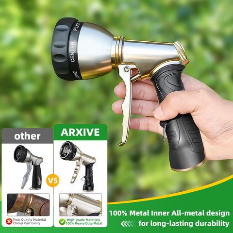 ARXIVE seven-pattern nozzle enables versatile garden and home cleaning.