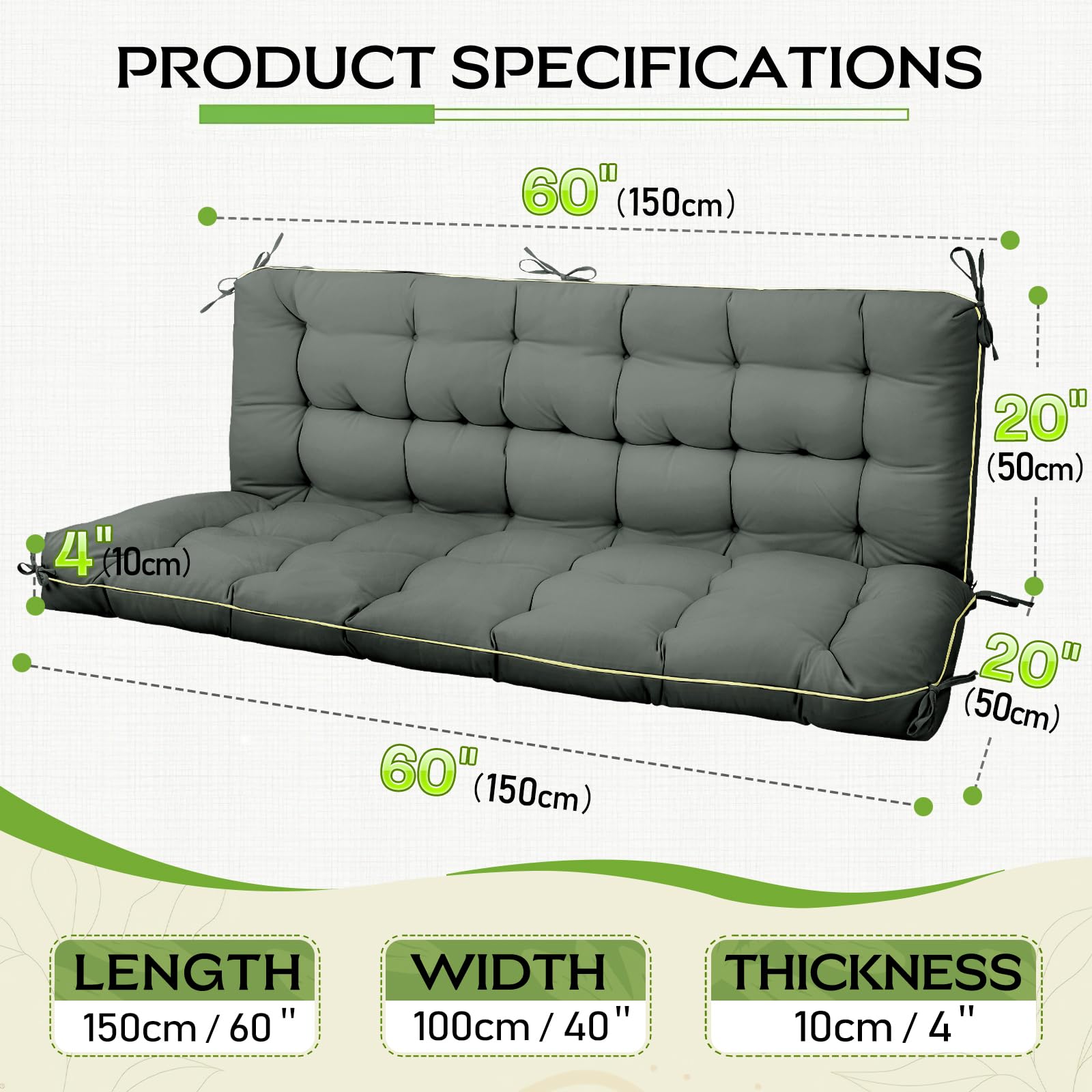 AS AWESLING easy-clean cushion dries quickly after rain for ready outdoor lounging