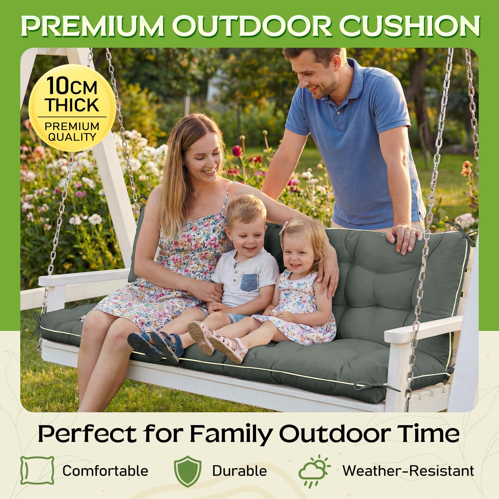 AS AWESLING swing cushion gray tie straps keep it secure even on breezy days