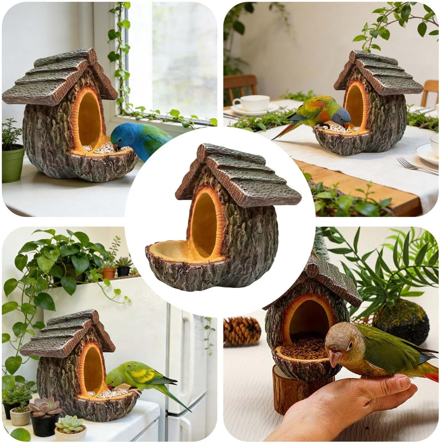 ASDFB Vintage Treehouse Bird Feeder ideal for yard, patio, and lawn birdwatching.
