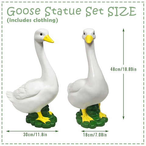 ASDFG goose garden sculpture in durable resin boosts year-round outdoor appeal
