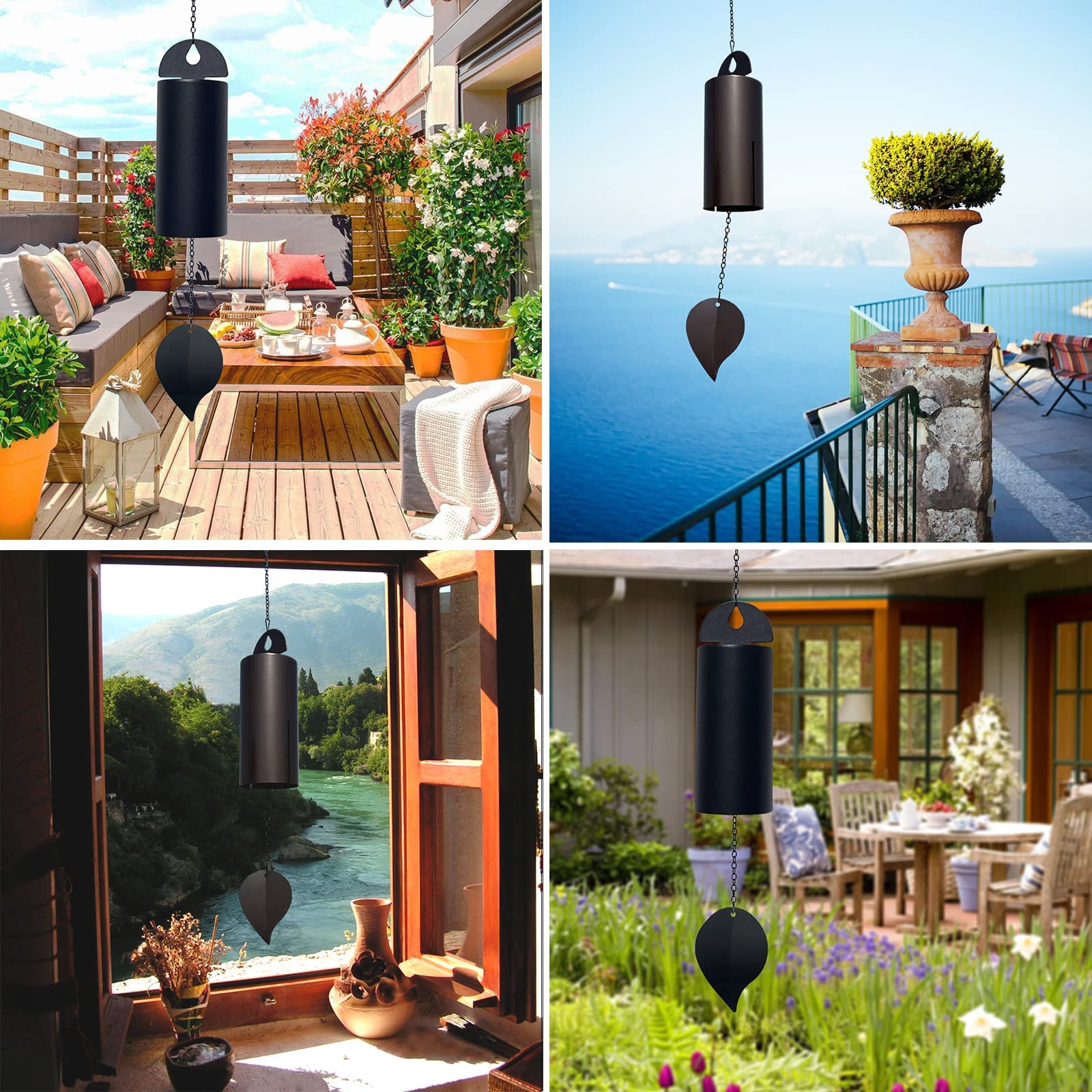 ASDFG Handcrafted deep-tone wind chimes offer rich, resonant sounds in windy spaces.