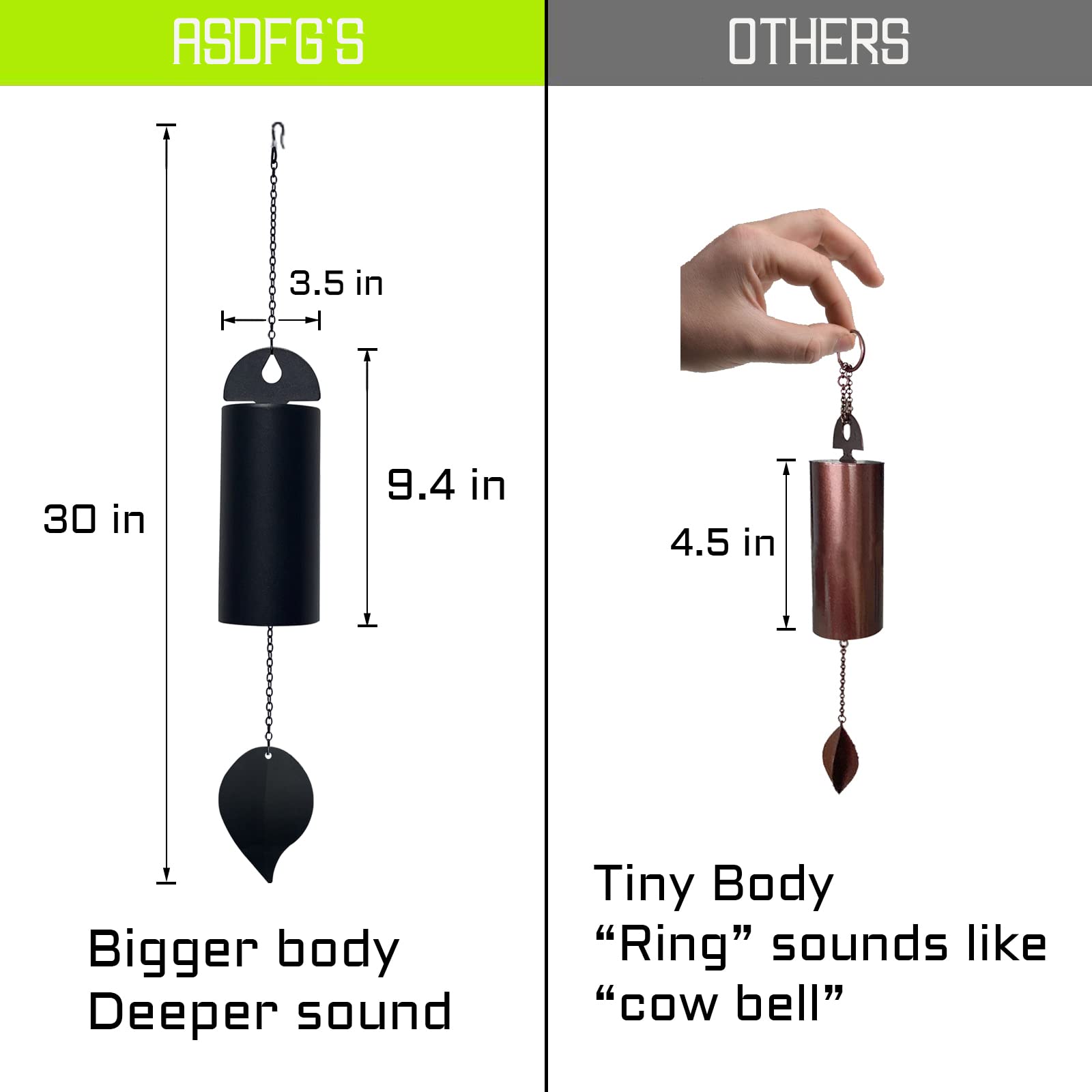 ASDFG Large wind chimes deliver deep tones for outdoor gardens and balconies.