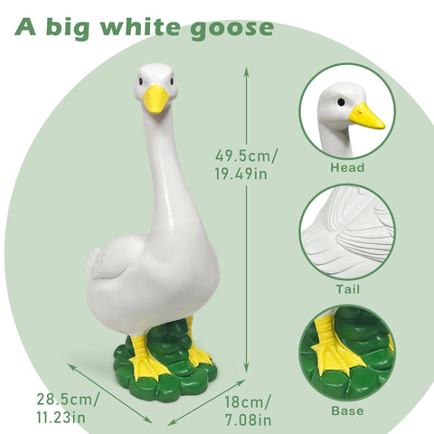 ASDFG white goose sculpture resin; large 20 inch display ideal for porch