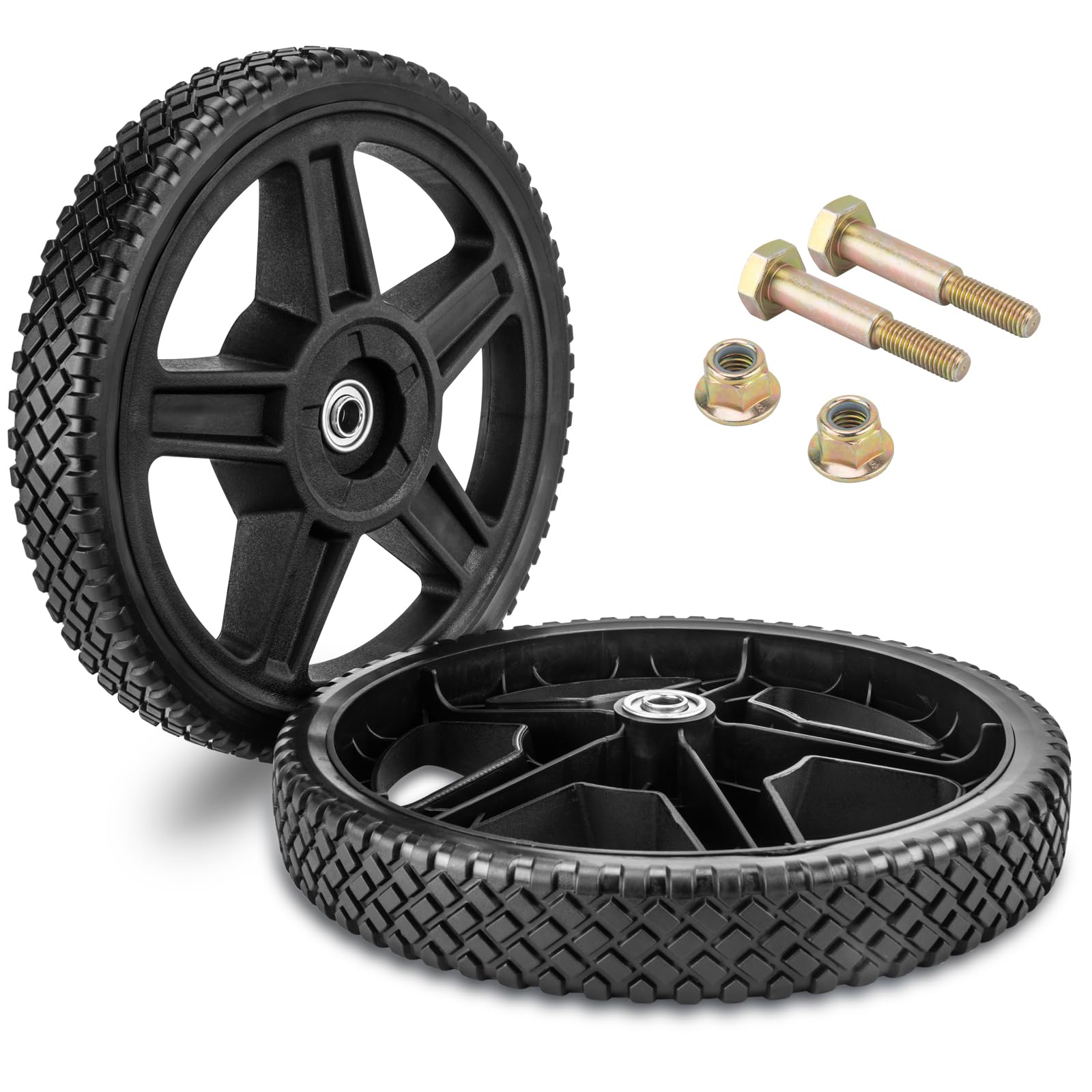 ASDFGHT twelve-inch lawn mower wheels kit assembly for quick, secure installation.