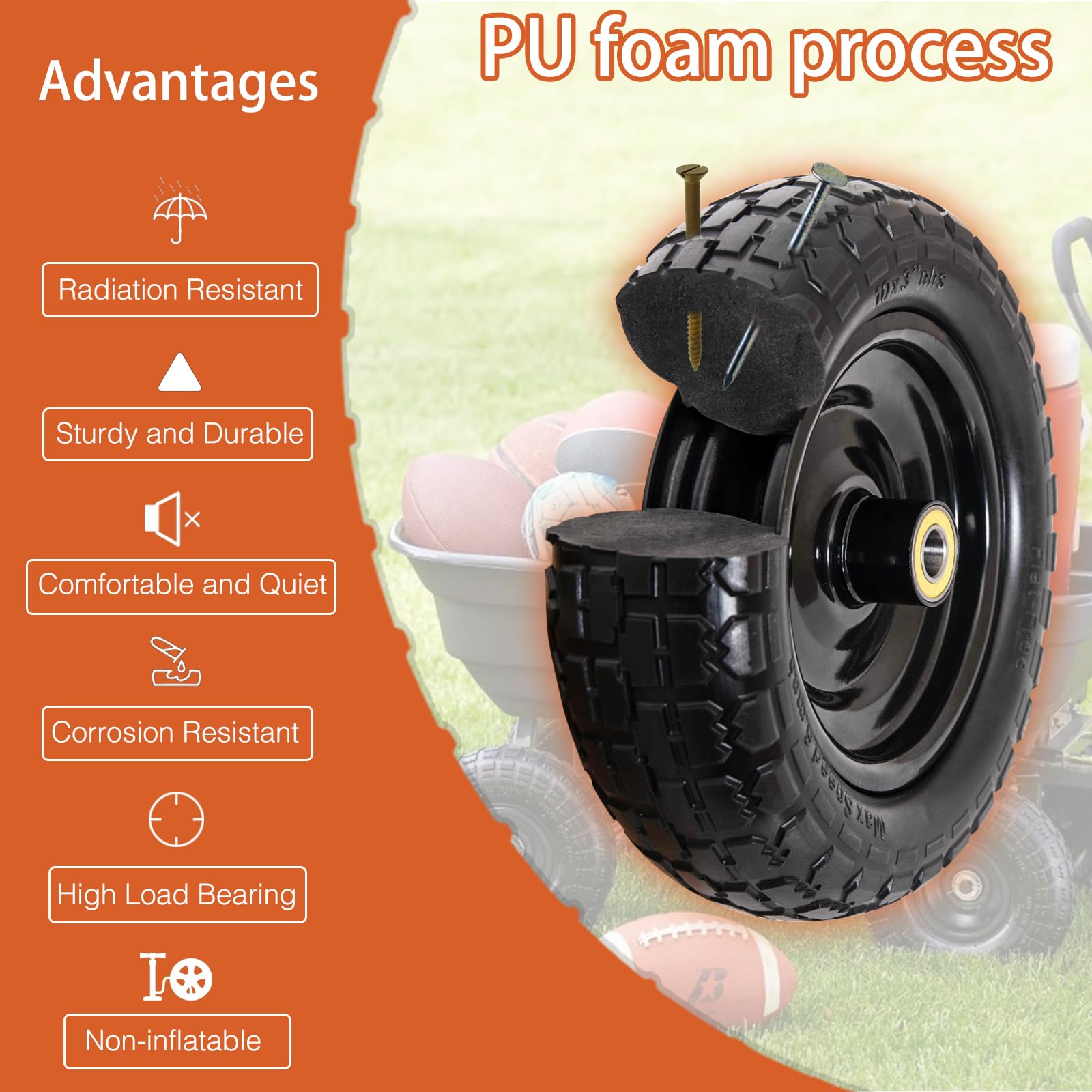 ASDFGHT durable solid steel hub with premium bearings extends tire life.