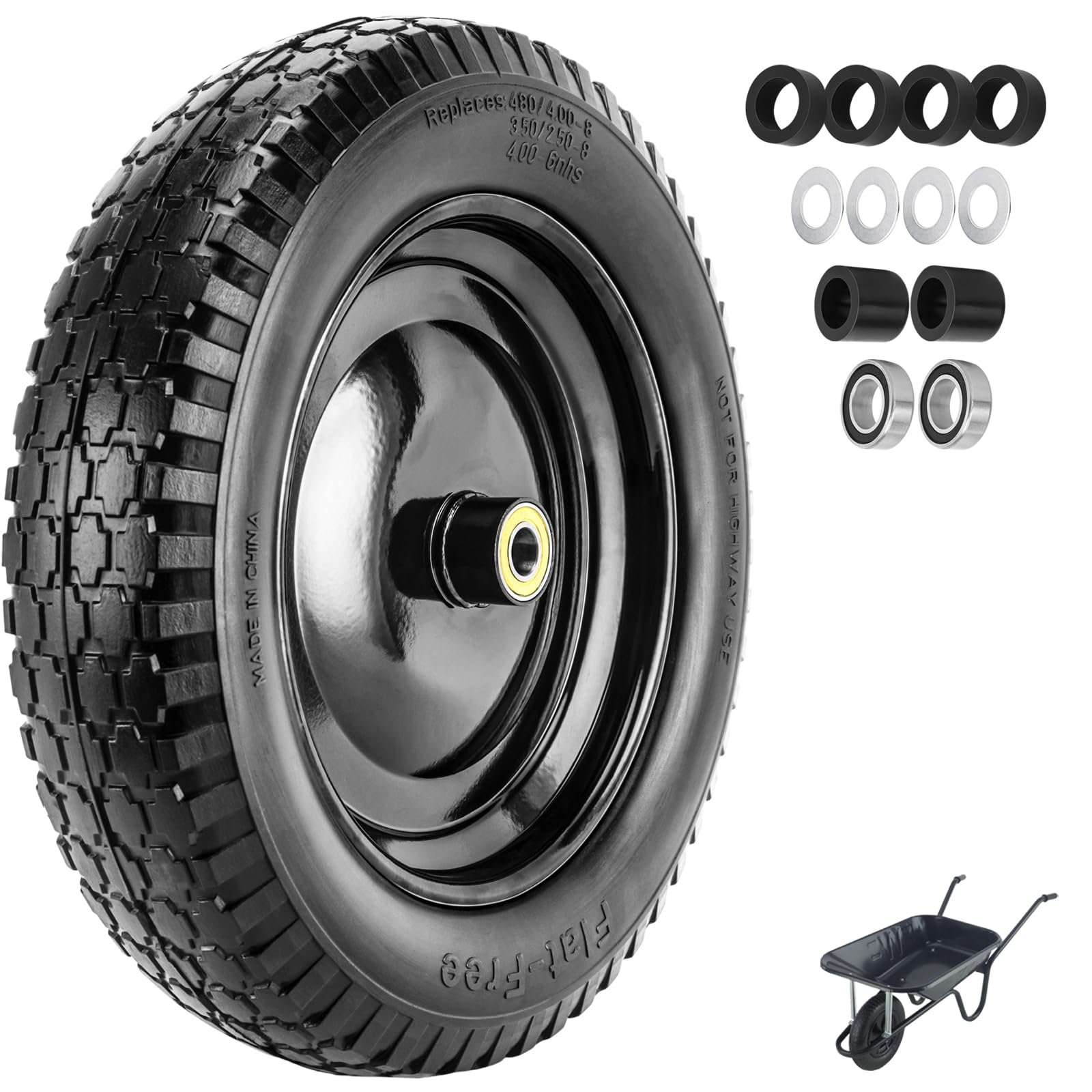 ASDFGHT flat-free tire 14.5x3.2 front view for smooth, maintenance-free rides.