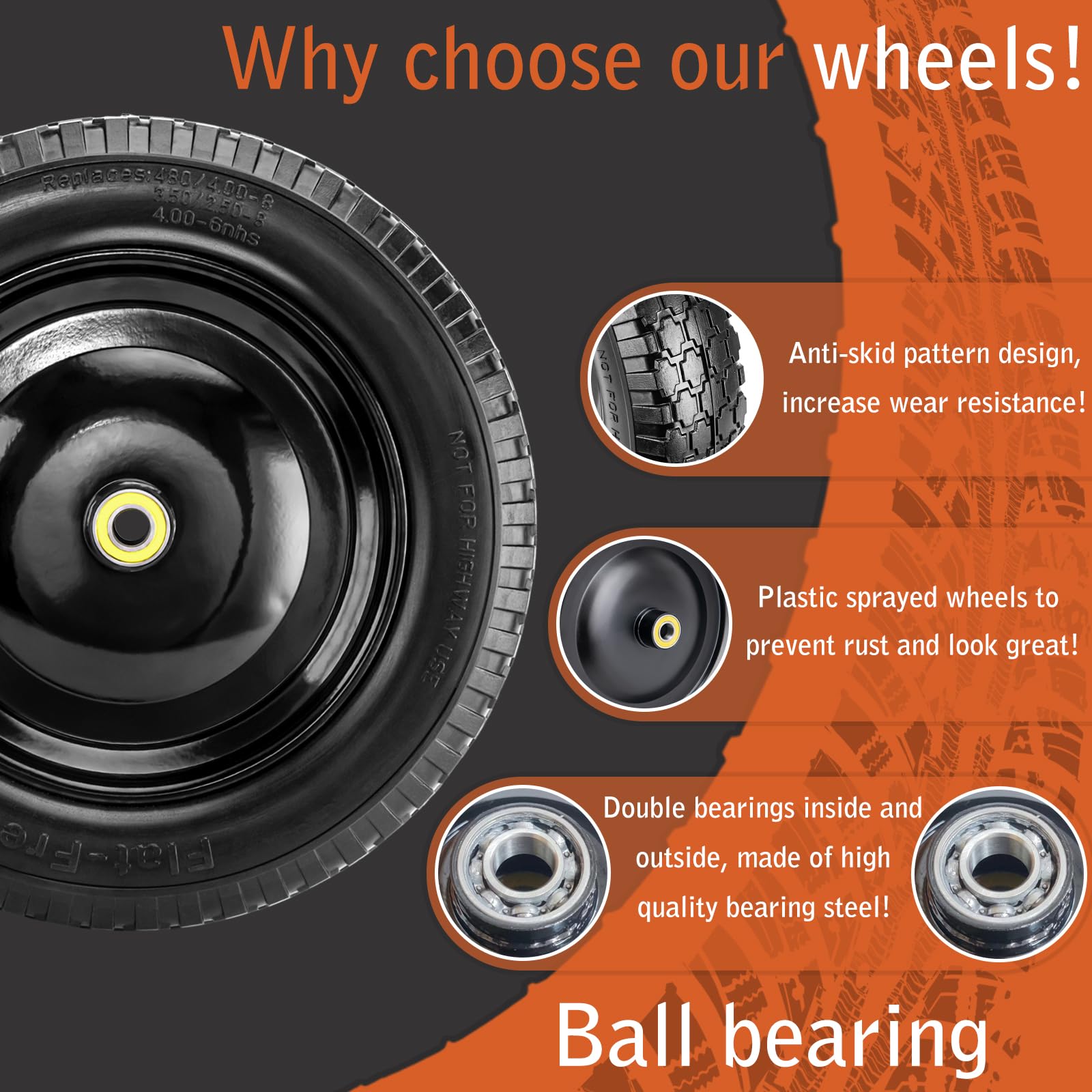 ASDFGHT 14.5-inch solid tire supports up to 300 lbs.