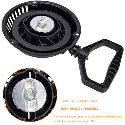ASDFGHT recoil starter assembly shown for snow blower compatibility across brands