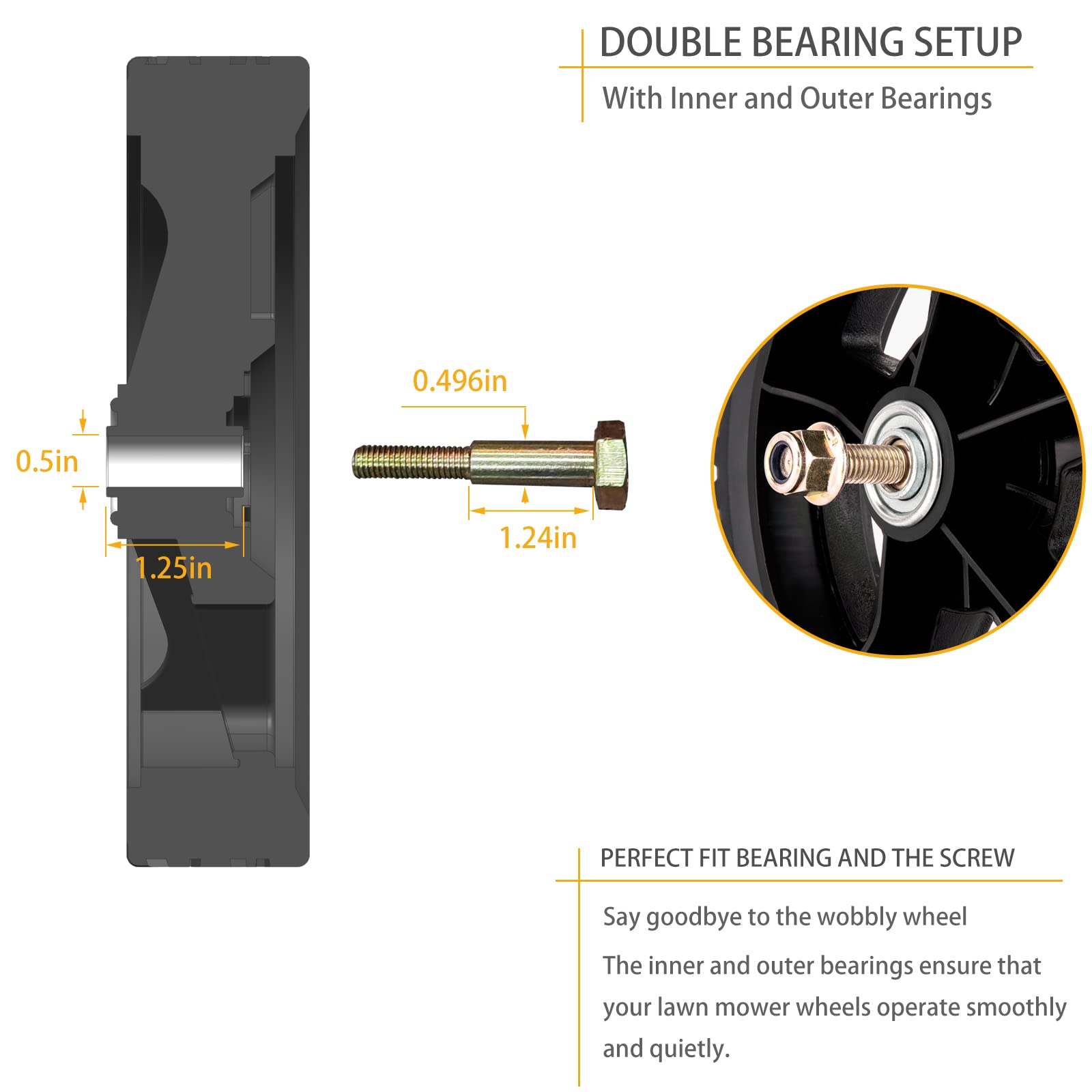 ASDFGHT wide 1-3/4-inch traction wheel for varied terrain