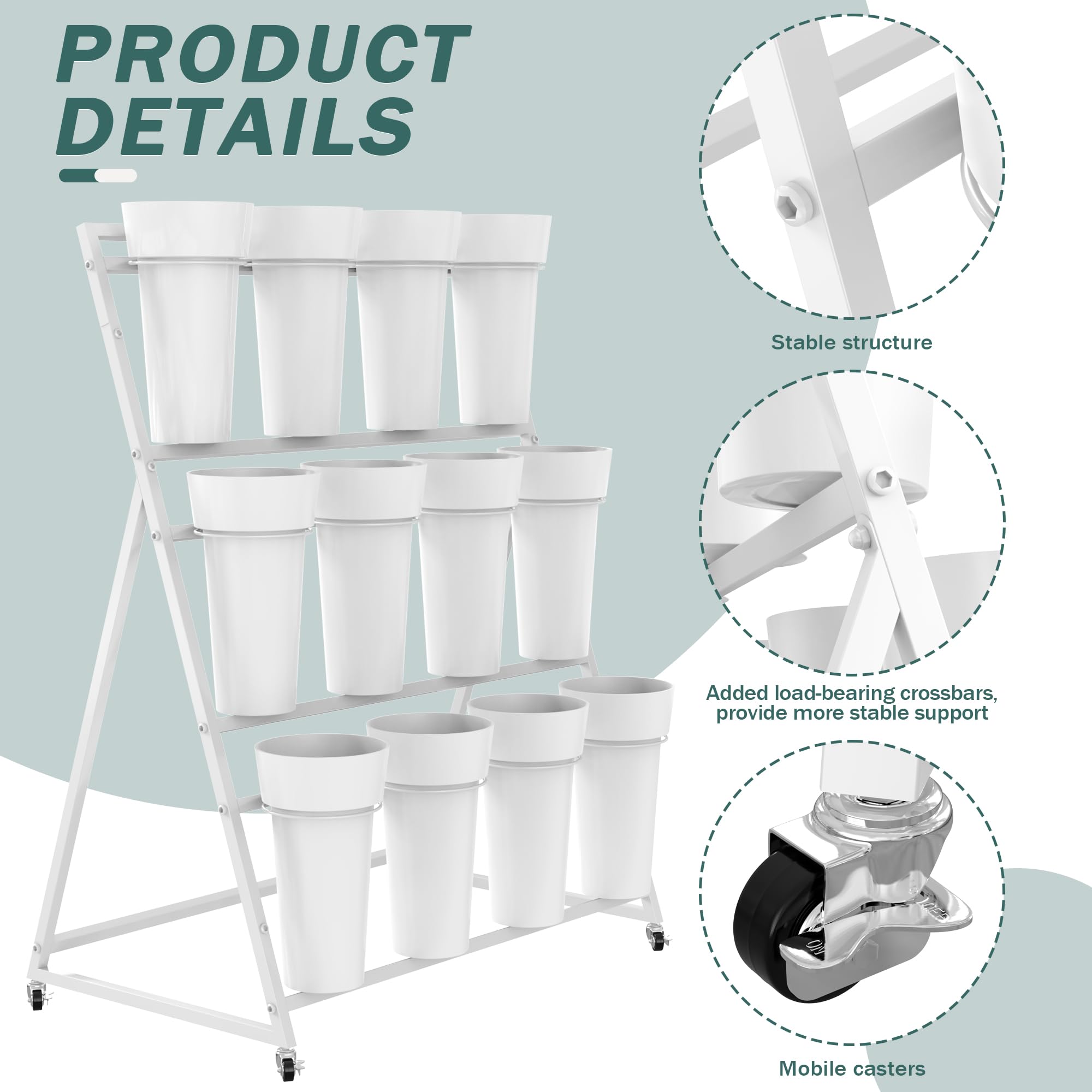 Asee'm detachable buckets provide flexible display options for arrangements.