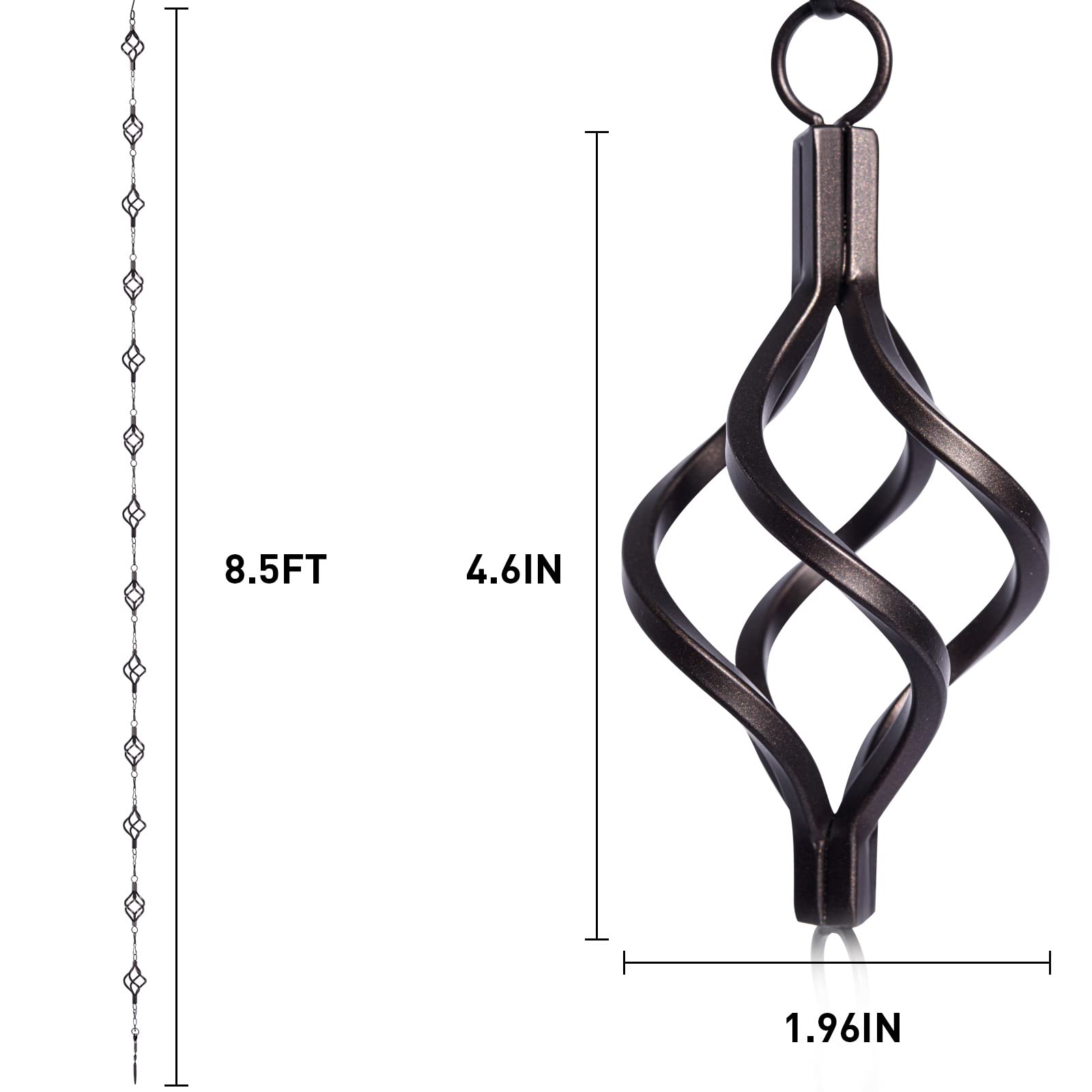 Aseneat rain chain with 13 cups detail visible for visual interest