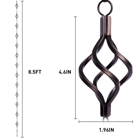 Aseneat rain chain with 13 cups detail visible for visual interest
