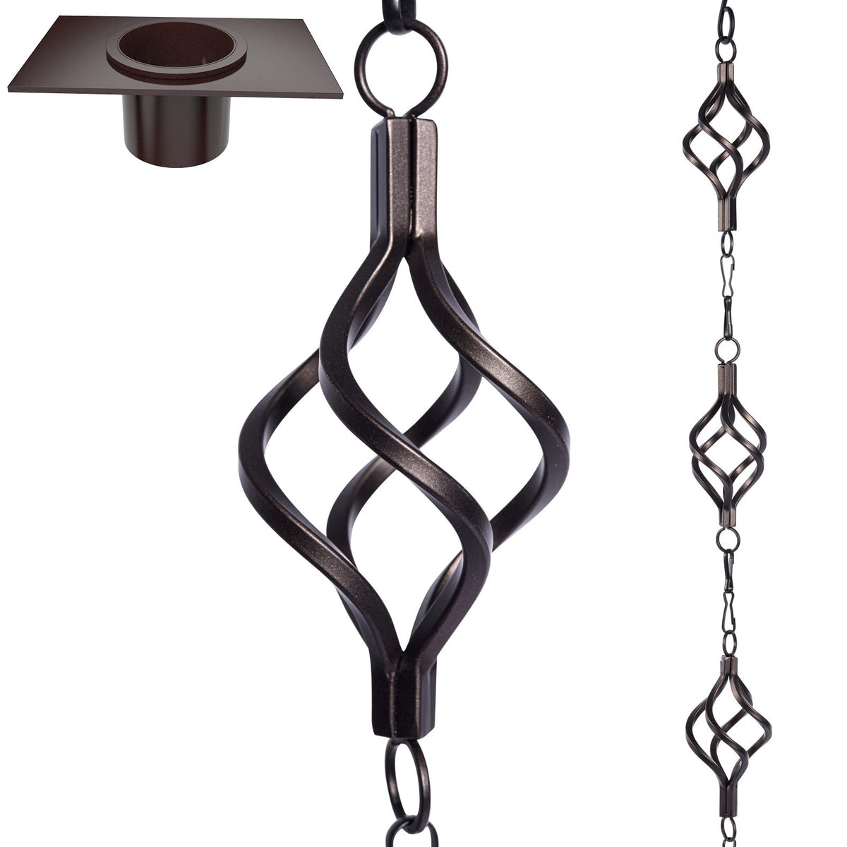 Aseneat Rain Chain Bird Cage 8.5ft showcasing decorative water channel and garden style