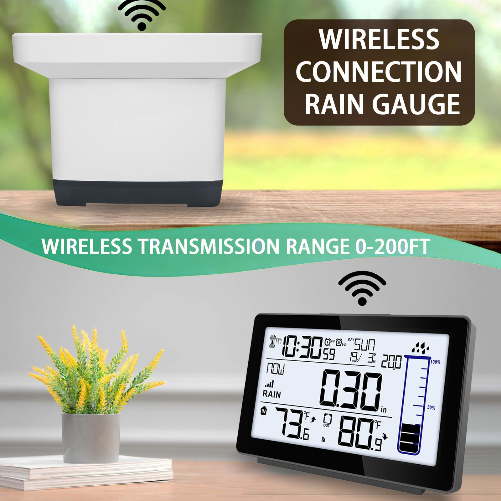 Asenron blue backlight enables easy nighttime rainfall viewing