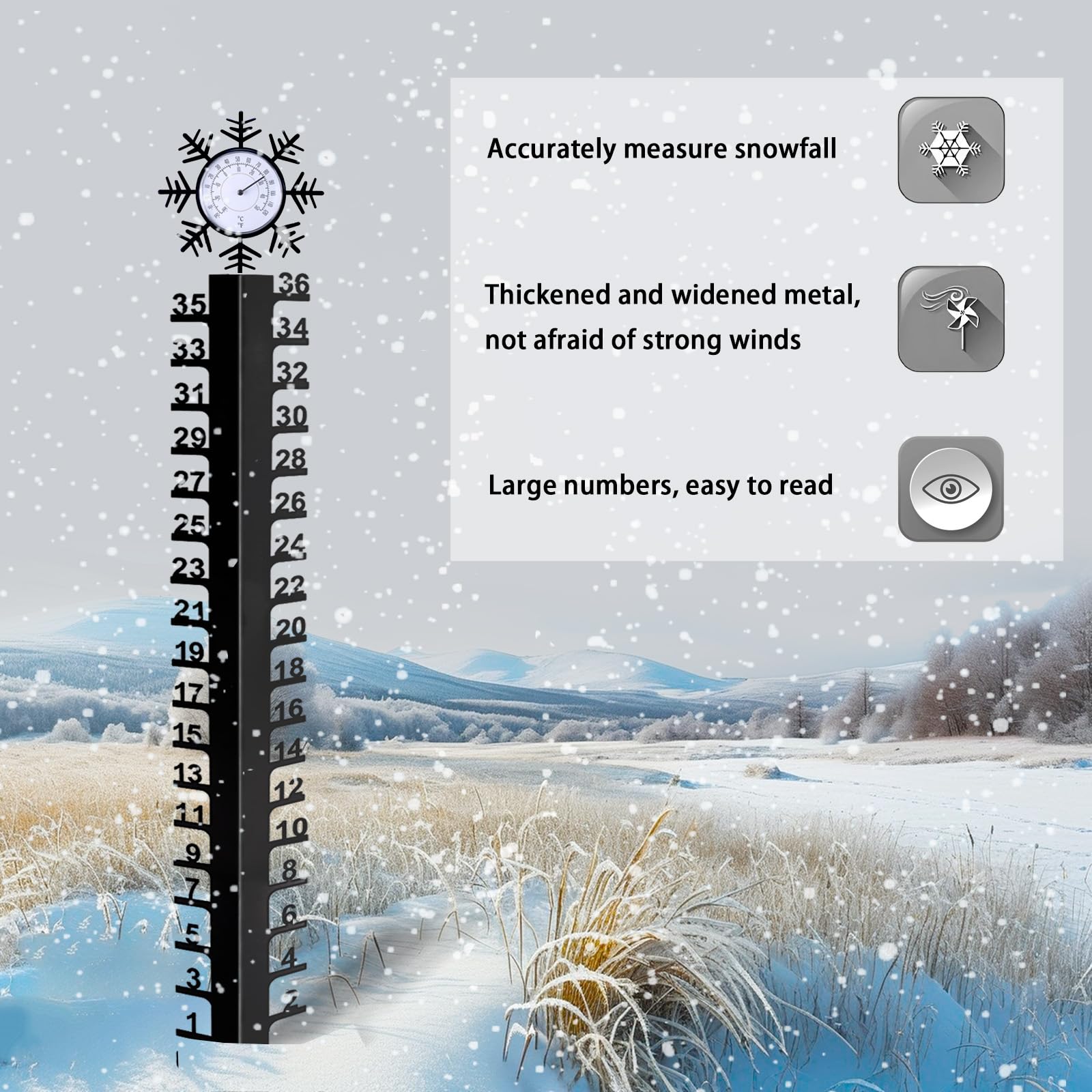 Asenron snow gauge adds festive outdoor decor for Christmas.