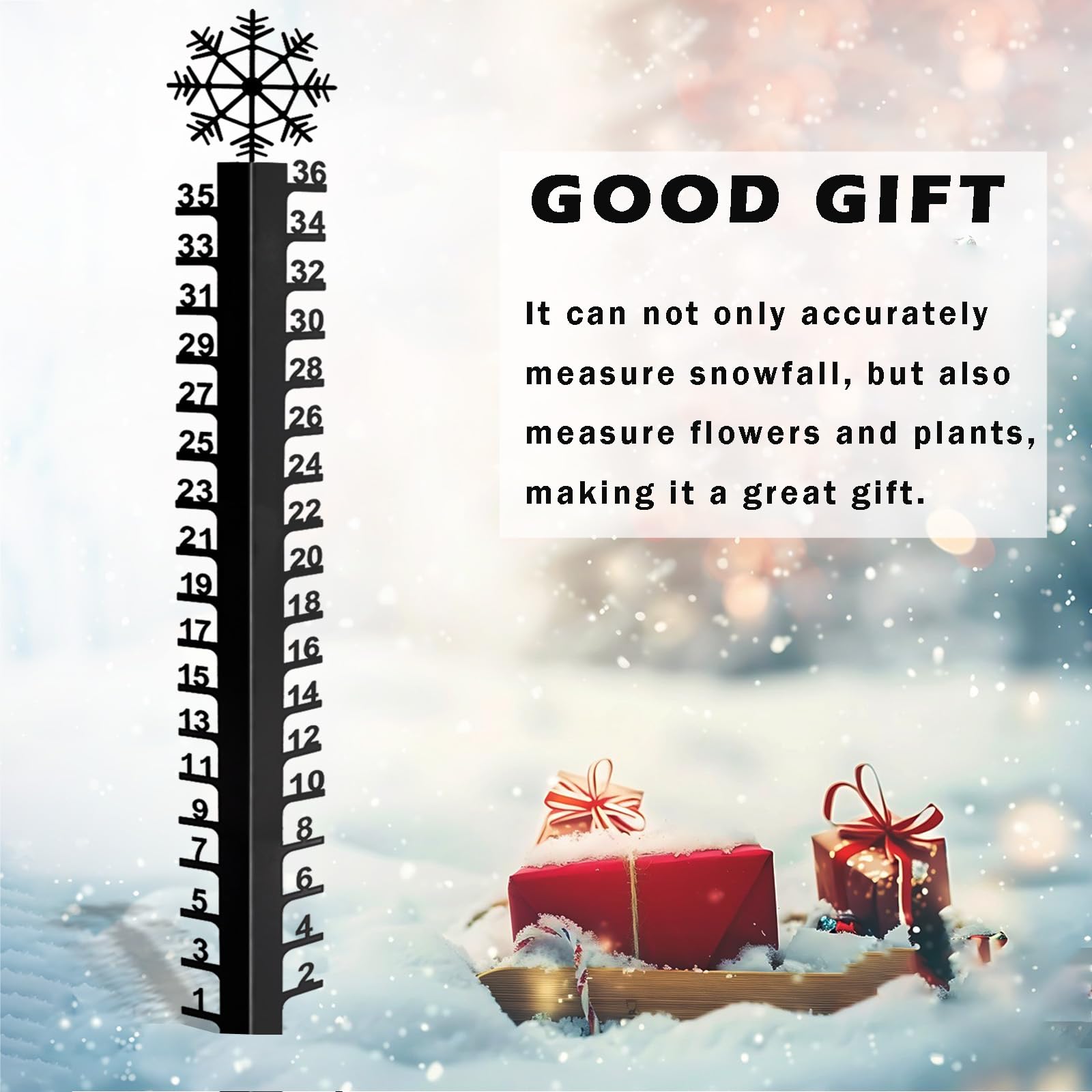 Asenron Christmas yard snow gauge decor doubles as festive ornament.
