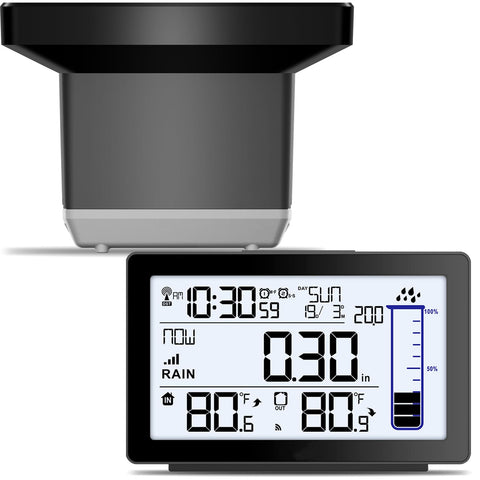Asenron outdoor rain gauge display shows real-time rainfall and temperature for smarter watering.