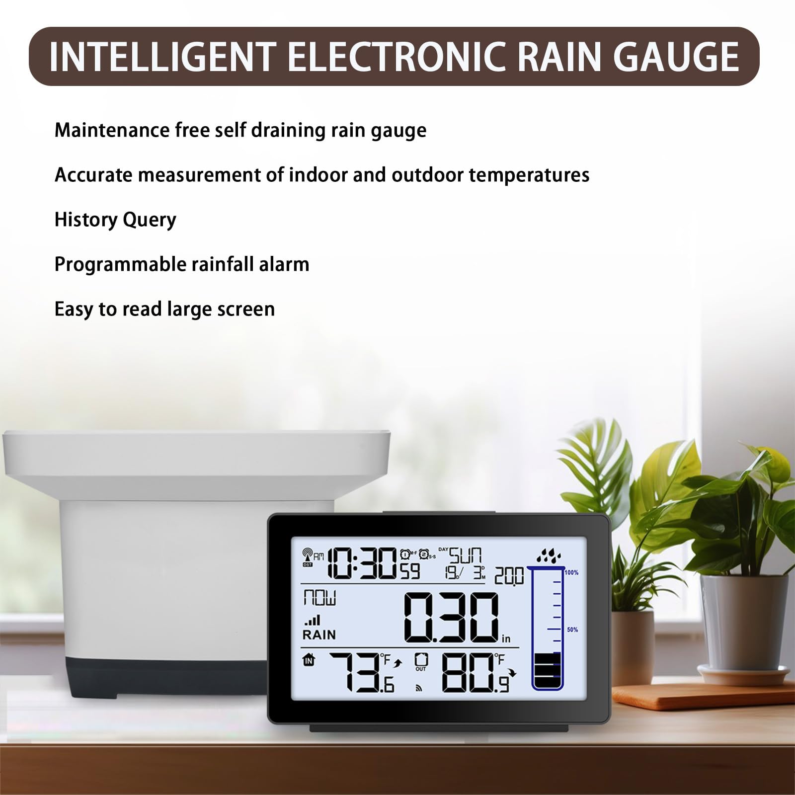 Asenron precipitation alarm with temperature monitor helps plan irrigation