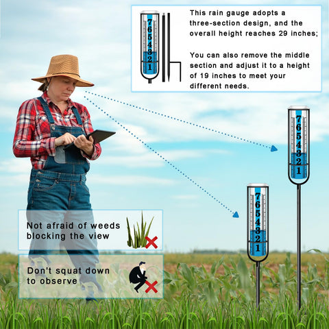 Asenron rain gauge outdoor 3-section height for adjustable placement.