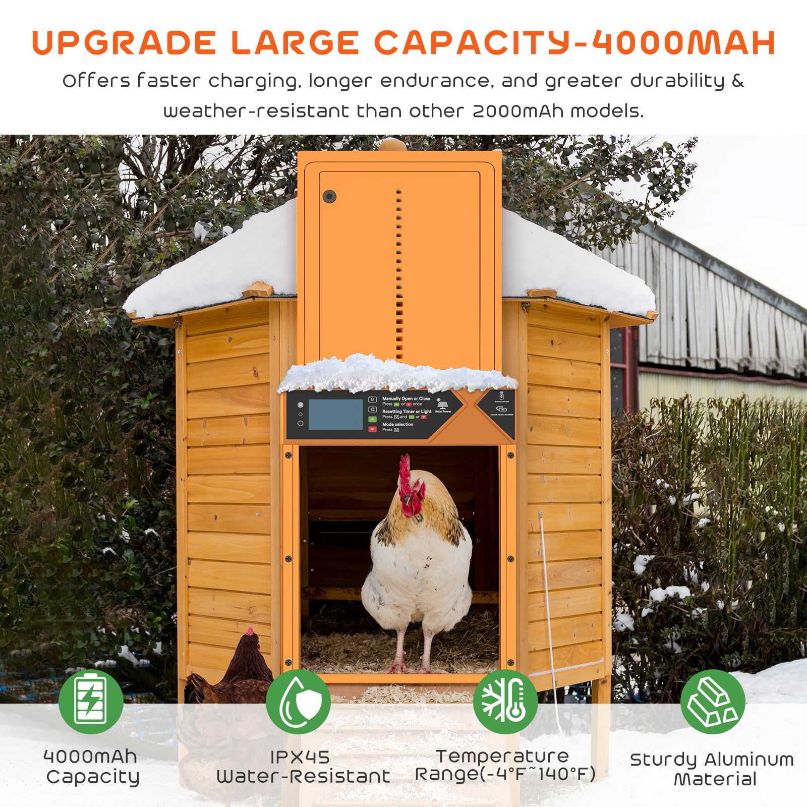 AsFrost anti-pinch safety protects chickens during automatic door action.